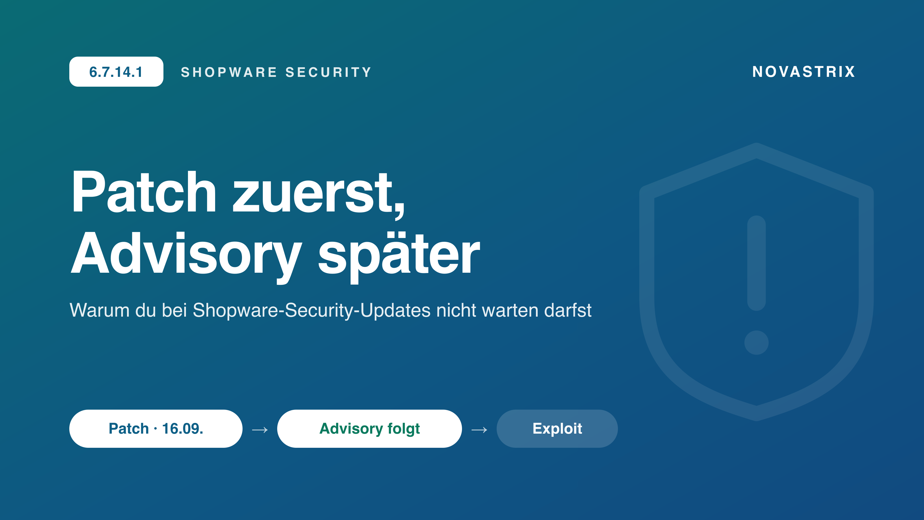 Zeitstrahl von der Veröffentlichung eines Shopware-Security-Patches über das nachgereichte Advisory bis zum möglichen Exploit