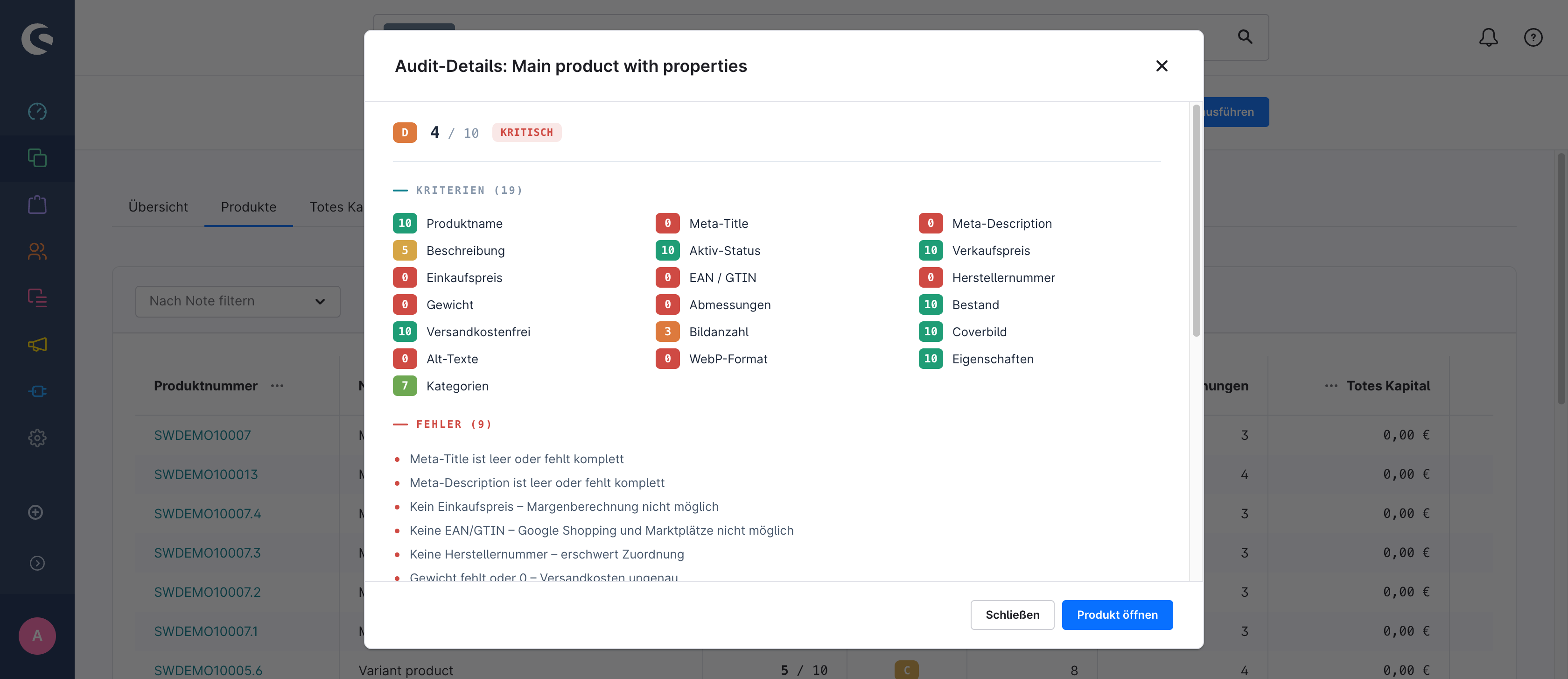 Detailansicht eines Produkts